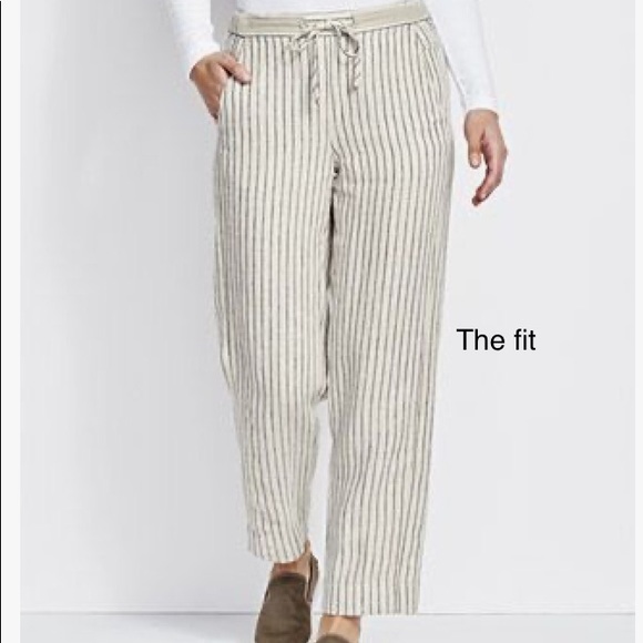 Orvis m relaxed fit deep pocket drawstring white striped pant - Picture 2 of 5